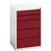 Verso Drawer Cabinet, 5 Drawers, Light Grey/Red, 800 x 525 x 550mm thumbnail-0