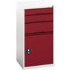 Verso Combination Cupboard 525x550x1000mm 3x Drawers - Light Grey/Red thumbnail-0