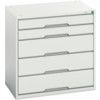 Verso Drawer Cabinet, 5 Drawers, Light Grey, 800 x 800 x 550mm thumbnail-0