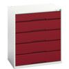 Verso Drawer Cabinet, 5 Drawers, Light Grey/Red, 900 x 800 x 550mm thumbnail-0