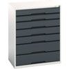 Verso Drawer Cabinet, 7 Drawers, Anthracite Grey/Light Grey, 1000 x 800 x 550mm thumbnail-0