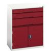 Verso Combination Cupboard 800x550x1000mm 3x Drawers - Light Grey/Red thumbnail-0