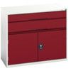 Verso Combination Cupboard 1050x550x900mm 2x Drawers - Light Grey/Red thumbnail-0