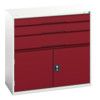 Verso Combination Cupboard 1050x550x1000mm 3x Drawers - Light Grey/Red thumbnail-0