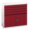 Verso Combination Cupboard 1050x550x1000mm 4x Drawers - Light Grey/Red thumbnail-0