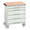 VERSO MOBILE 5 DRAWER CABINET 800x600x980 W/ MPX WORKTOP L-GREY thumbnail-0