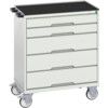 Verso Mobile Storage Cabinet, 5 Drawers, Light Grey, 965 x 800 x 550mm thumbnail-0