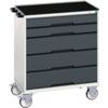 Verso Mobile Storage Cabinet, 5 Drawers, Anthracite Grey/Light Grey, 965 x 800 x 550mm thumbnail-0