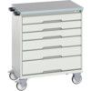 VERSO MOBILE 6 DRAWER CABINET 800x600x980 W/ LINO WORKTOP L-GREY thumbnail-0