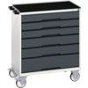 Verso Mobile Storage Cabinet, 6 Drawers, Anthracite Grey/Light Grey, 965 x 800 x 550mm thumbnail-0