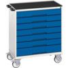 Verso Mobile Storage Cabinet, 7 Drawers, Blue/Light Grey, 965 x 800 x 550mm thumbnail-0