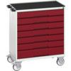 Verso Mobile Storage Cabinet, 7 Drawers, Light Grey/Red, 965 x 800 x 550mm thumbnail-0