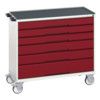 Verso Mobile Storage Cabinet, 6 Drawers, Light Grey/Red, 965 x 1050 x 550mm thumbnail-0