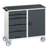 Verso Maintenance Trolley with 5 Drawers 1 Cupboard Top Tray Mat thumbnail-0