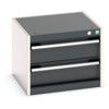 Cubio Drawer Cabinet, 2 Drawers, Anthracite Grey/Light Grey, 400 x 525 x 525mm thumbnail-0