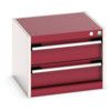 Cubio Drawer Cabinet, 2 Drawers, Light Grey/Red, 400 x 525 x 525mm thumbnail-0