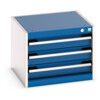 Cubio Drawer Cabinet, 3 Drawers, Blue/Light Grey, 400 x 525 x 525mm thumbnail-0