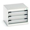 Cubio Drawer Cabinet, 3 Drawers, Light Grey, 400 x 525 x 525mm thumbnail-0