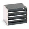 Cubio Drawer Cabinet, 3 Drawers, Anthracite Grey/Light Grey, 400 x 525 x 525mm thumbnail-0