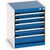 Cubio Drawer Cabinet, 5 Drawers, Blue/Light Grey, 600 x 525 x 525mm thumbnail-0