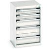 Cubio Drawer Cabinet, 5 Drawers, Light Grey, 800 x 525 x 525mm thumbnail-0