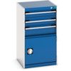 Cubio Drawer Cabinet, 3 Drawers, Blue/Light Grey, 900 x 525 x 525mm thumbnail-0