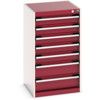 Cubio Drawer Cabinet, 7 Drawers, Light Grey/Red, 900 x 525 x 525mm thumbnail-0