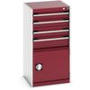 Cubio Drawer Cabinet, 4 Drawers, Light Grey/Red, 1000 x 525 x 525mm thumbnail-0