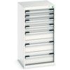 Cubio Drawer Cabinet, 7 Drawers, Light Grey, 1000 x 525 x 525mm thumbnail-0