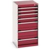 Cubio Drawer Cabinet, 7 Drawers, Light Grey/Red, 1000 x 525 x 525mm thumbnail-0