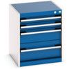 Cubio Drawer Cabinet, 4 Drawers, Blue/Light Grey, 600 x 525 x 525mm thumbnail-0