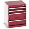 Cubio Drawer Cabinet, 4 Drawers, Light Grey/Red, 600 x 525 x 525mm thumbnail-0