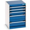 Cubio Drawer Cabinet, 5 Drawers, Blue/Light Grey, 700 x 525 x 525mm thumbnail-0