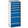 Cubio Drawer Cabinet, 7 Drawers, Blue/Light Grey, 1200 x 525 x 525mm thumbnail-0