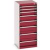 Cubio Drawer Cabinet, 8 Drawers, Light Grey/Red, 1200 x 525 x 525mm thumbnail-0