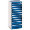 Cubio Drawer Cabinet, 10 Drawers, Blue/Light Grey, 1200 x 525 x 525mm thumbnail-0