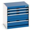 Cubio Drawer Cabinet, 4 Drawers, Blue/Light Grey, 600 x 650 x 525mm thumbnail-0