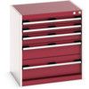 Cubio Drawer Cabinet, 5 Drawers, Light Grey/Red, 700 x 650 x 525mm thumbnail-0