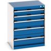 Cubio Drawer Cabinet, 5 Drawers, Blue/Light Grey, 800 x 650 x 525mm thumbnail-0