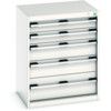 Cubio Drawer Cabinet, 5 Drawers, Light Grey, 800 x 650 x 525mm thumbnail-0