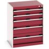 Cubio Drawer Cabinet, 5 Drawers, Light Grey/Red, 800 x 650 x 525mm thumbnail-0