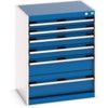 Cubio Drawer Cabinet, 6 Drawers, Blue/Light Grey, 800 x 650 x 525mm thumbnail-0