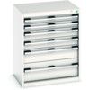 Cubio Drawer Cabinet, 6 Drawers, Light Grey, 800 x 650 x 525mm thumbnail-0