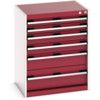 Cubio Drawer Cabinet, 6 Drawers, Light Grey/Red, 800 x 650 x 525mm thumbnail-0