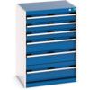 Cubio Drawer Cabinet, 6 Drawers, Blue/Light Grey, 900 x 650 x 525mm thumbnail-0