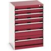 Cubio Drawer Cabinet, 6 Drawers, Light Grey/Red, 900 x 650 x 525mm thumbnail-0