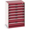 Cubio Drawer Cabinet, 7 Drawers, Light Grey/Red, 900 x 650 x 525mm thumbnail-0