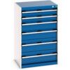 Cubio Drawer Cabinet, 6 Drawers, Blue/Light Grey, 1000 x 650 x 525mm thumbnail-0