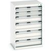 Cubio Drawer Cabinet, 6 Drawers, Light Grey, 1000 x 650 x 525mm thumbnail-0