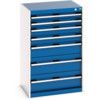 Cubio Drawer Cabinet, 7 Drawers, Blue/Light Grey, 1000 x 650 x 525mm thumbnail-0